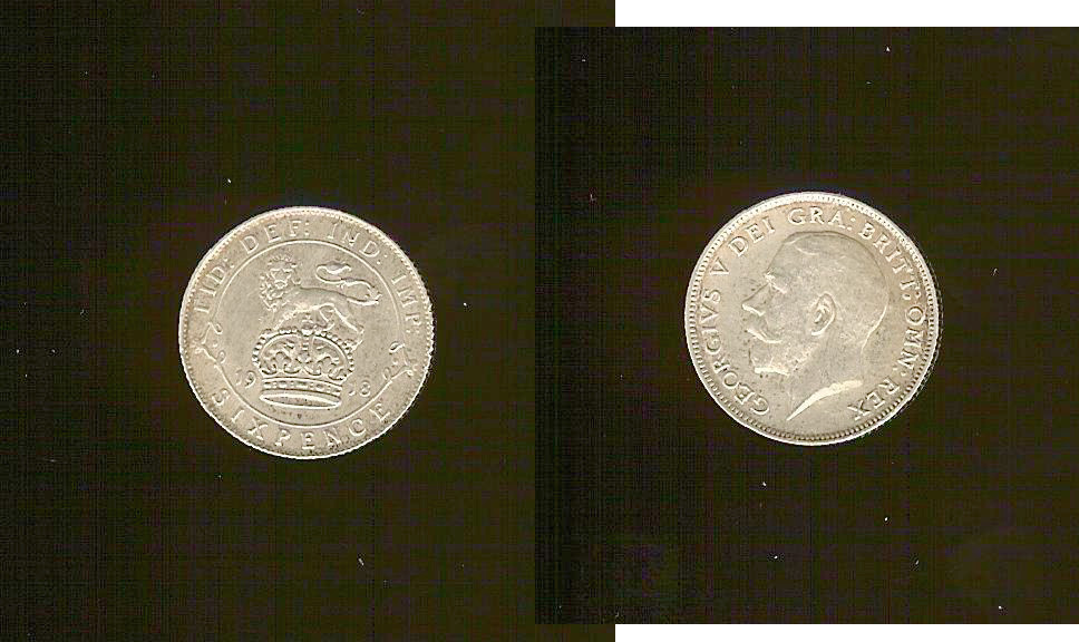 ROYAUME-UNI 6 Pence Georges V / lion surmontant une couronne 191